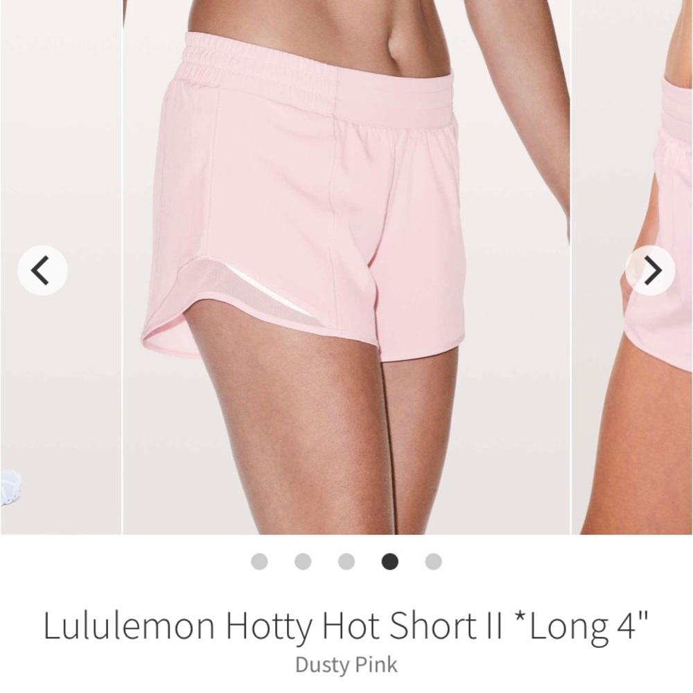 Lululemon hotty hot short II 4” in dusty pink Sz 6